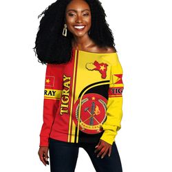 tigray new - coat of arms new women's off shoulder, african women off shoulder for women