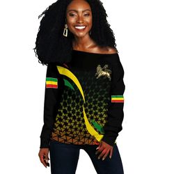 ethiopia rasta lion black women's off shoulder, african women off shoulder for women