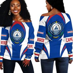 cape verde action flag off shoulder sweaters, african women off shoulder for women