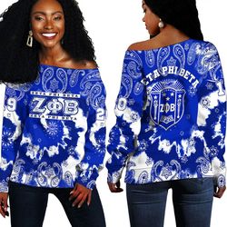 zeta phi beta paisley bandana tie dye style off shoulder sweaters, african women off shoulder for women