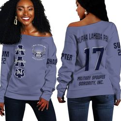 alpha lambda psi spouses military off shoulder sweaters, african women off shoulder for women