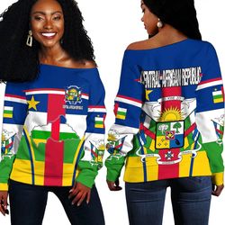 central african republic active flag off shoulder sweater, african women off shoulder for women