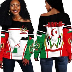 sahrawi arab active flag off shoulder sweater, african women off shoulder for women