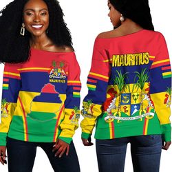 mauritius active flag off shoulder sweater, african women off shoulder for women
