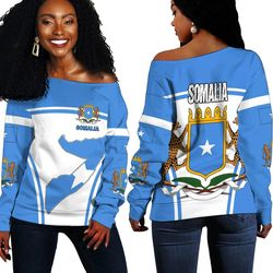 somalia active flag off shoulder sweater, african women off shoulder for women