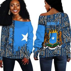 somalia kente pattern off shoulder sweater, african women off shoulder for women