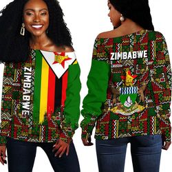 zimbabwe kente pattern off shoulder sweater, african women off shoulder for women