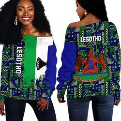 lesotho kente pattern off shoulder sweater, african women off shoulder for women
