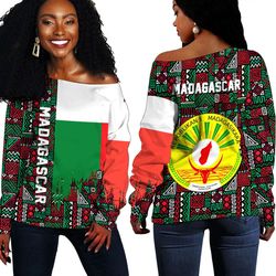 madagascar kente pattern off shoulder sweater, african women off shoulder for women