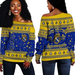 alpha phi omega christmas off shoulder sweaters, african women off shoulder for women