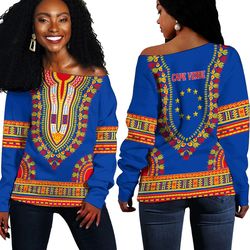 africa zone off shoulder sweaters - cape verde traditional dashiki, african women off shoulder for women