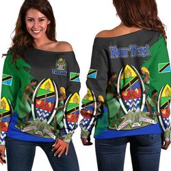 tanzania black version special women's off shoulder sweatshirt, african women off shoulder for women