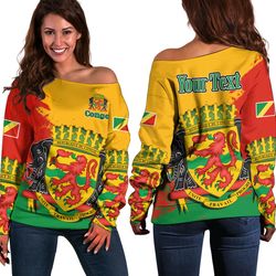 republic of the congo special women's off shoulder sweatshirt, african women off shoulder for women