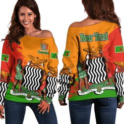 zambia orange version special women's off shoulder sweatshirt, african women off shoulder for women