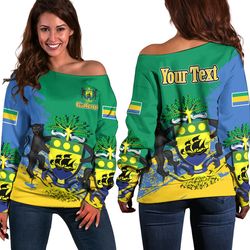 gabon green version special women's off shoulder sweatshirt, african women off shoulder for women