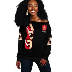 delta sigma theta pearls k.h chucks n pearls offshoulder sweatshirt 03, african women off shoulder for women