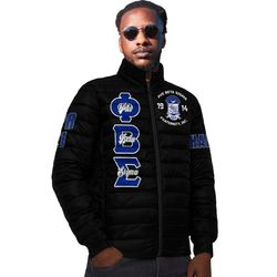 custom phi beta sigma bleed blue padded jackets, african padded jacket for men women