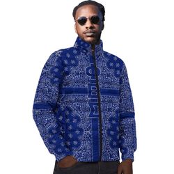 phi beta sigma paisley style padded jackets, african padded jacket for men women
