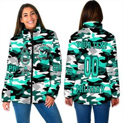 custom delta omicron alpha camo women padded jacket, african padded jacket for men women