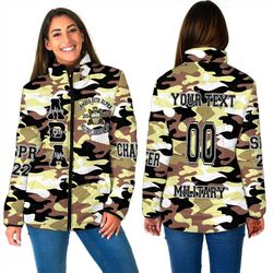 custom lambda beta alpha camo women padded jacket, african padded jacket for men women