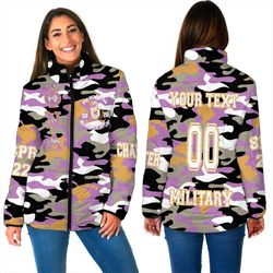 custom phi nu alpha camo women padded jacket, african padded jacket for men women