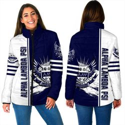 custom alpha lambda psi women padded jacket, african padded jacket for men women