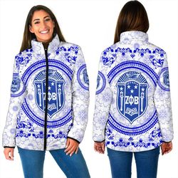 zeta phi beta floral pattern women padded jacket, african padded jacket for men women