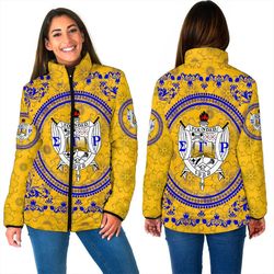 sigma gamma rho floral pattern women padded jacket, african padded jacket for men women