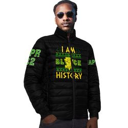 chi eta phi black history padded jacket, african padded jacket for men women