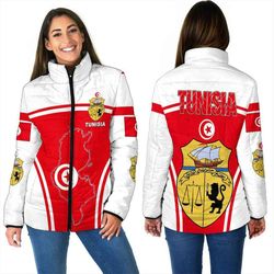 Tunisia Active Flag Women Padded Jacket, African Padded Jacket For Men Women