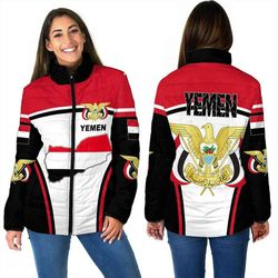 yemen active flag women padded jacket, african padded jacket for men women