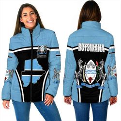 botswana active flag women padded jacket, african padded jacket for men women