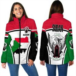 sudan active flag women padded jacket, african padded jacket for men women