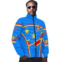 democratic republic of the congo active flag padded jacket, african padded jacket for men women