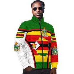 zimbabwe active flag padded jacket, african padded jacket for men women