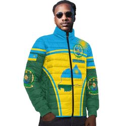 rwanda active flag padded jacket, african padded jacket for men women