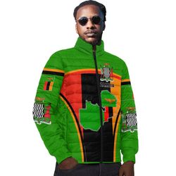 zambia active flag padded jacket, african padded jacket for men women