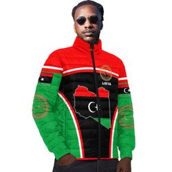 libya active flag padded jacket, african padded jacket for men women