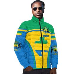 gabon active flag padded jacket, african padded jacket for men women