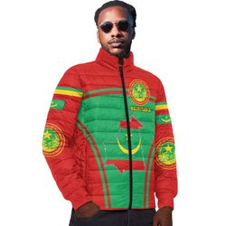 mauritania active flag padded jacket, african padded jacket for men women