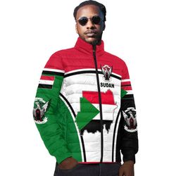 sudan active flag padded jacket, african padded jacket for men women