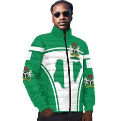 nigeria active flag padded jacket, african padded jacket for men women