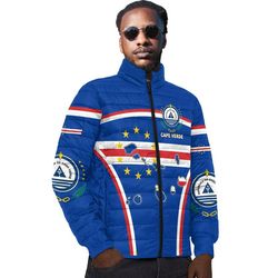 Cape Verde Active Flag Padded Jacket, African Padded Jacket For Men Women