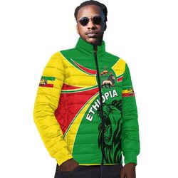 ethiopia round coat of arms lion padded jacket, african padded jacket for men women