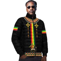 ethiopia lion style pattern padded jacket, african padded jacket for men women