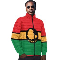 ethiopia flag and map new padded jacket, african padded jacket for men women