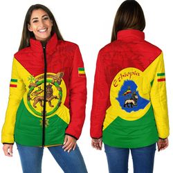 ethiopia lion haile selassie women padded jacket, african padded jacket for men women