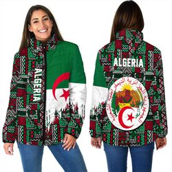 algeria women's padded jacket kente pattern, african padded jacket for men women