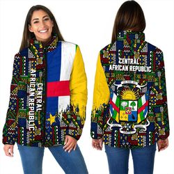 central african republic women's padded jacket kente pattern, african padded jacket for men women