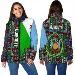 djibouti women's padded jacket kente pattern, african padded jacket for men women